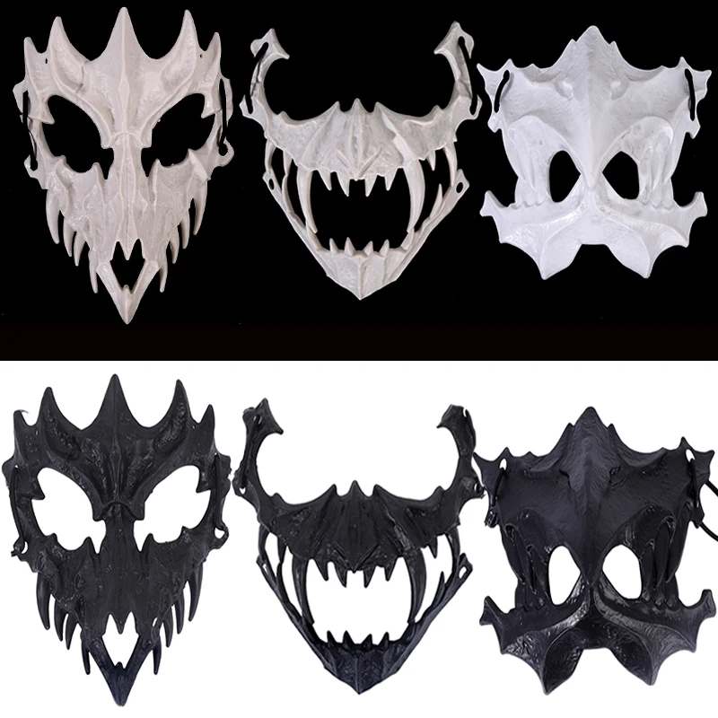Halloween Carnival Party Mask Anime Dragon God Skeleton Half Face Masks Bone Skull Animals Mask Cosplay Dance Prom Costume Puntelli