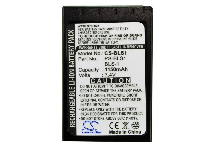 Fotocamera 1150Mah Batteria Per Olympus Bls-1 Ps-Bls1 Evolt E-450 Evolt E-410 Evolt E-620 Evolt E-400 Evolt E-420 Ep-1 Penna