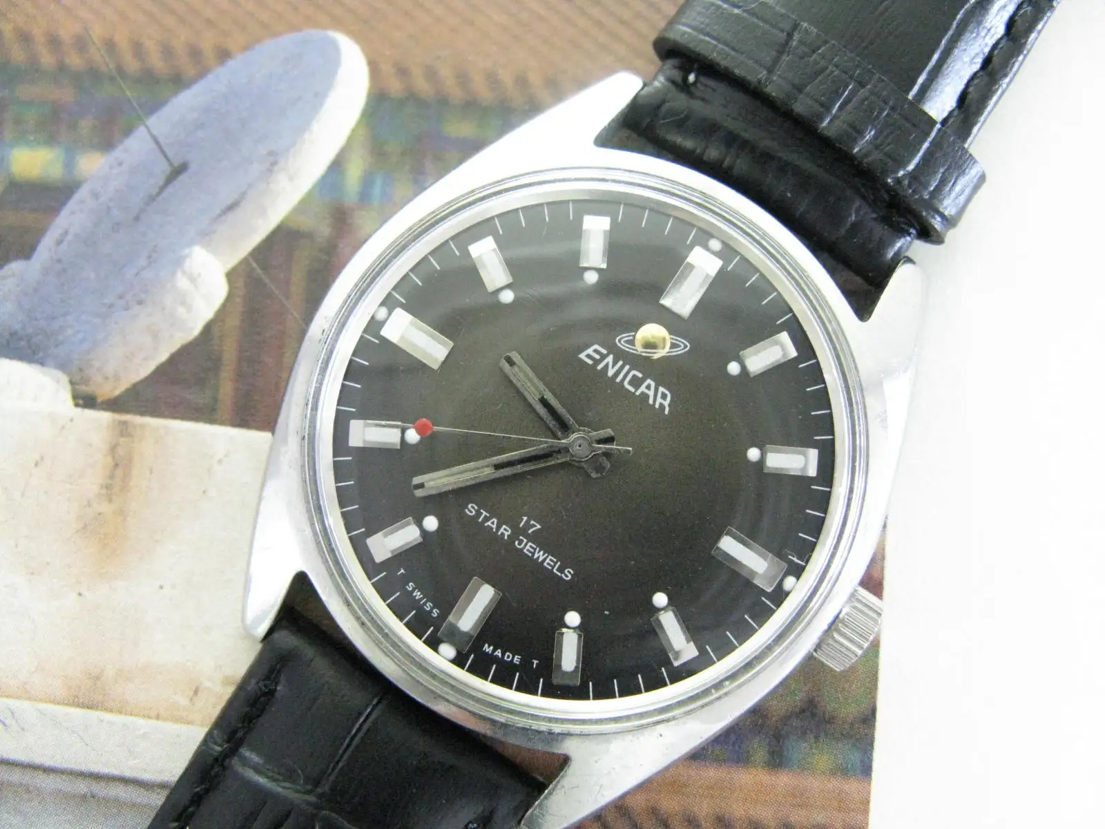 Enicar Star Jewels 160 Orologio Da Polso Da Uomo Meccanico Vintage Svizzero