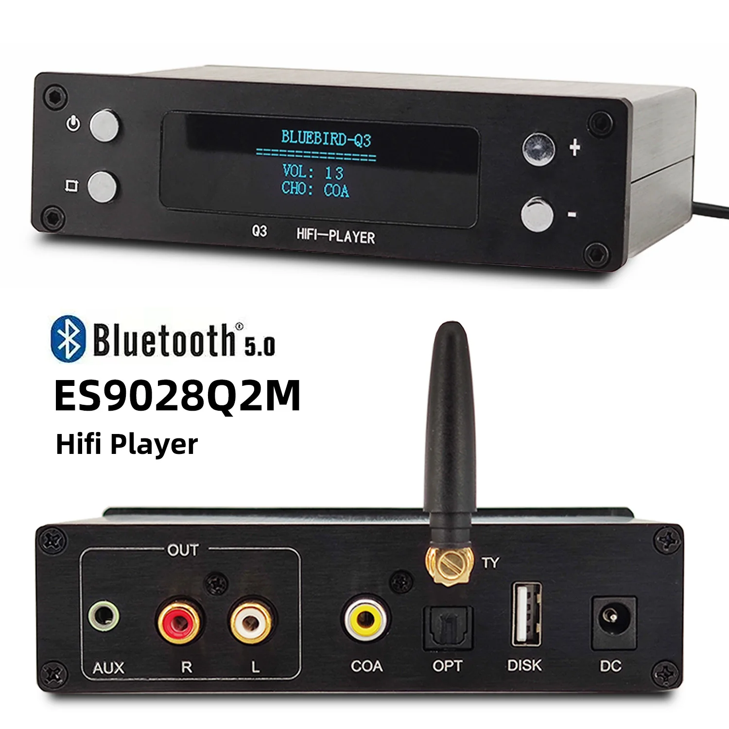 Hifi Lossless Digital Audio Player Es9028Q2M Dac Lossless Audio Decoder Bluetooth 5.0 Music Giradischi Coassiale Ottico Otg Input