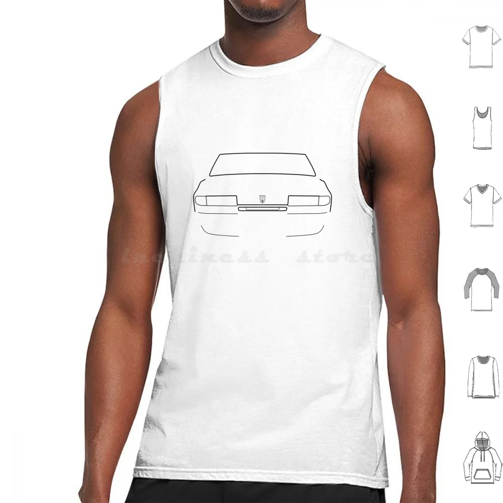 Rover Sd1 Classic 1970S-1980S British Executive Saloon Car Black Outline Graphic Canotte Gilet Senza Maniche Rover Sd1 Classic