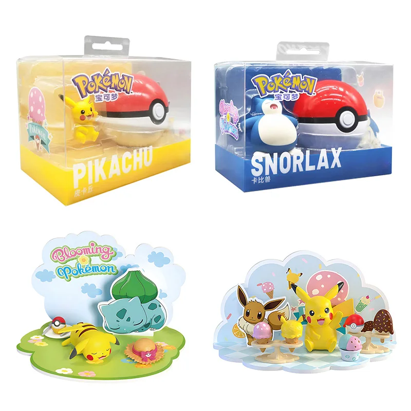Pokemon Anime Action Figure Figurine Original Big Large Tomy Ball Pokeball Poke Elf Doll Collection Pikachu Charmander Eevee Toy