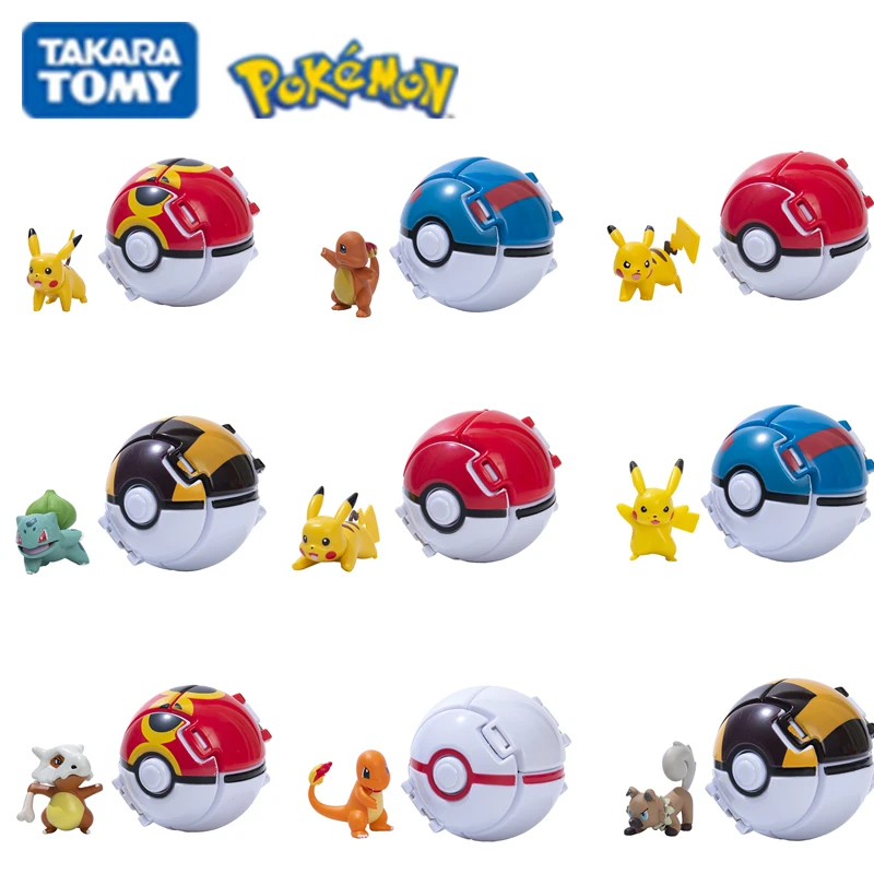 Tomy Pokemon Elf Ball Toy Pokeball 12Styles Figure Doll Pikachu Squirtle Pocket Monster Variant Model Gift Birthday Bulk Buy Lot