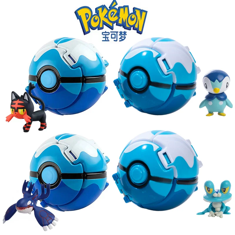 Pokemon Figure Elf Ball Pokeball Deformation Toy Anime Figure Pikachu Charizard Mewtwo Variant Action Model Gift Bulk Buy Lot