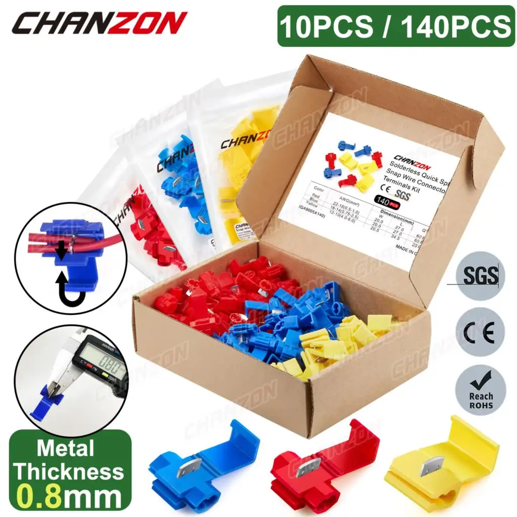 10/140 Pz Quick Splice Disconnect Wire Connectors Kit Terminale Del Cavo Del Giunto Senza Saldatura Collegamento Del Cavo Elettrico 22-10 Awg Gauge