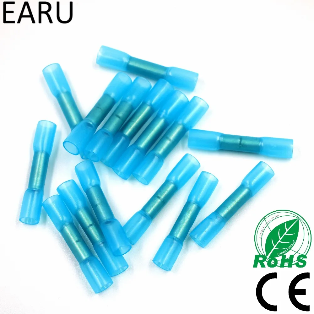 50 Pz Blu 16-14 Awg Heat Shrink Butt Wire Cable Crimp Connettore Elettrico Terminali 1.5-2.5Mm2 Rapido Collegare Il Connettore Bht2