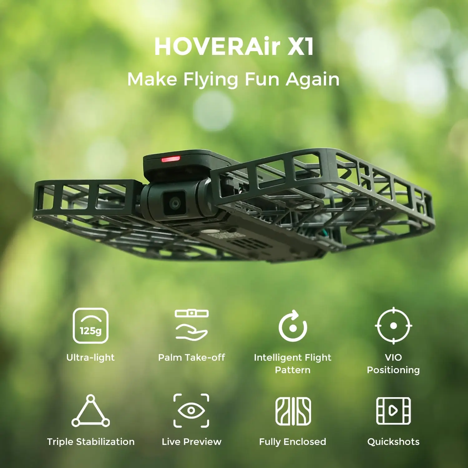 Hover Camera Air X1 Pocket Self-Flying Pieghevole Mini Follow Camera Selfie Anti-Shake Hd Per Campeggio All'Aperto Viaggi Hoverair X1