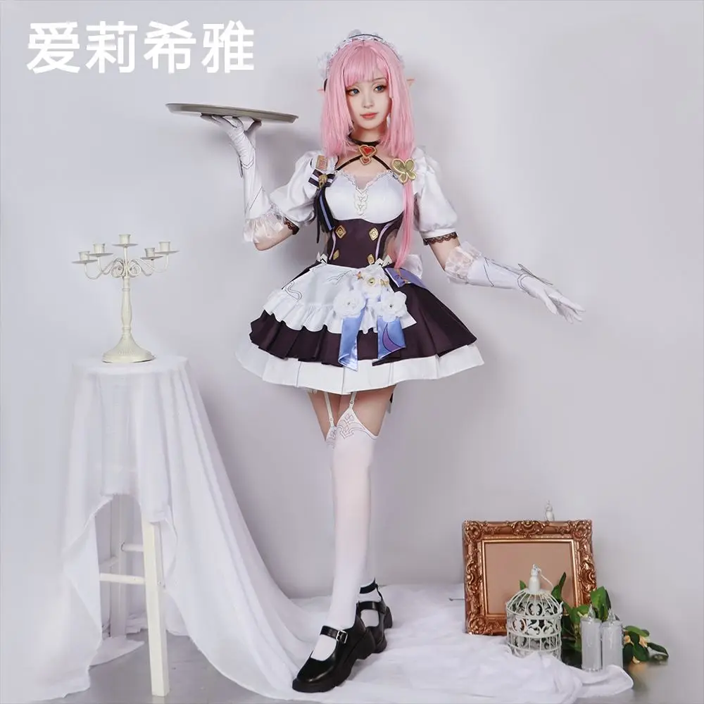 Honkai Impact 3 Cos Elysia Alice Maid Cos Dress Pink Genie Sweet Miss Cosplay Dress Sexy Maid Cos Costumi Cosplay