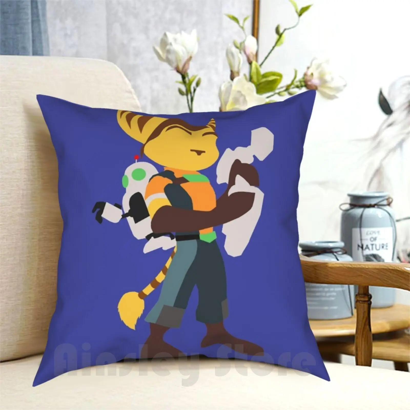 Federa Per Cuscino A Cricchetto E Clank Stampato Cuscino Da Tiro Morbido Per La Casa Cricchetto Clank Cricchetto E Dimensioni Clank Questioni Frontale