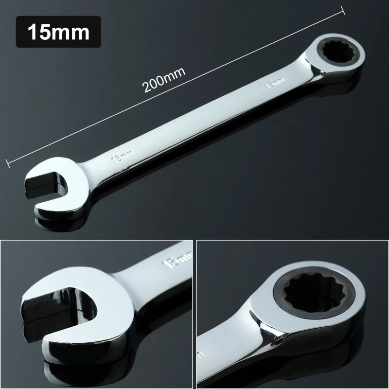 Di Alta Qualità 1X15Mm Ratchet Chiavi Anello Mini Torque Regolabile Clank Ratchet Wrench Spanner Flessibile Testa Open End Chiave Chiave
