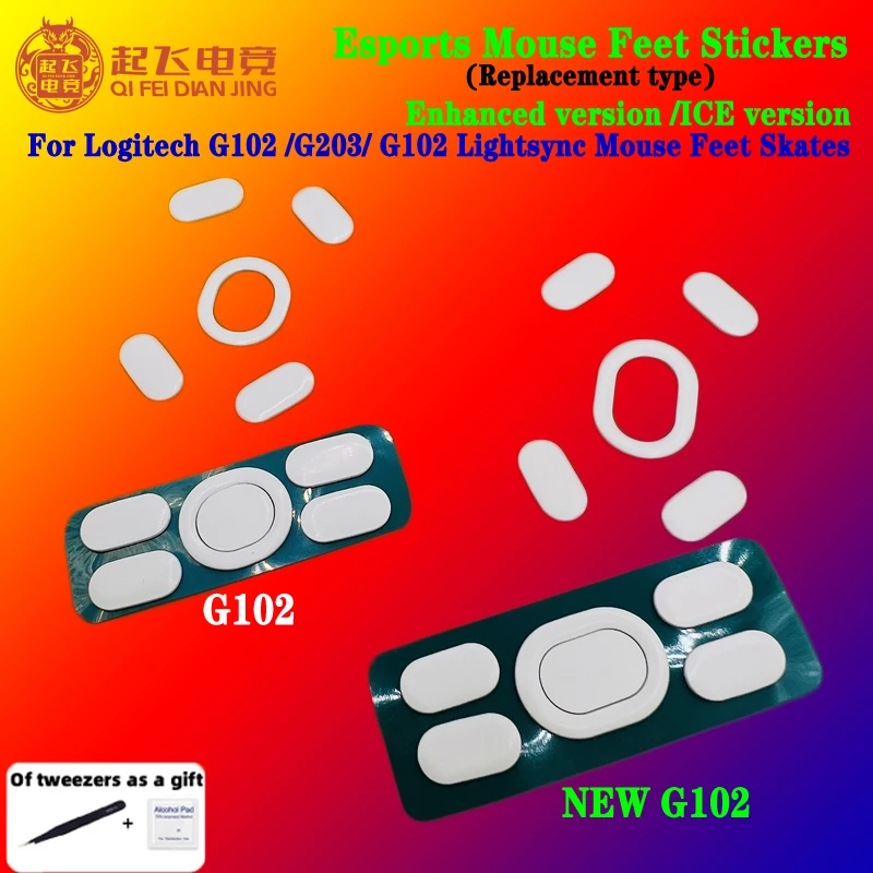 2 Set Mouse Piedi Pattini Per Logitech G102 G203 G102 Lightsync Gpro Wired Mouse Foot Sticker Smooth White Grey Ptfe Mouse Skates