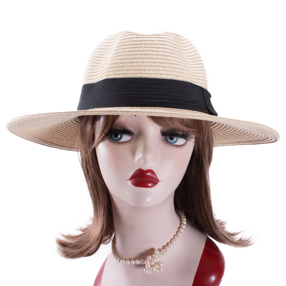 Lawliet Solid Womens Classic Fedora Wide Brim Straw Panama Summer Indiana Jones Style Hat T388