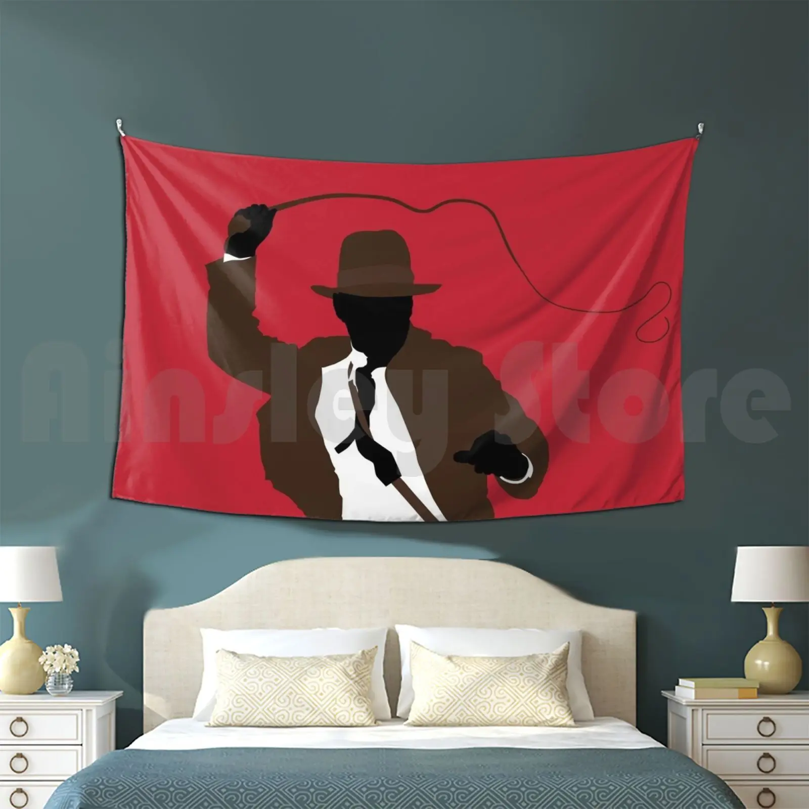 Indi Customized Tapestry Indiana Jones Red Brown Black Whip Wip Awesome Amazeballs Two Tone Simple