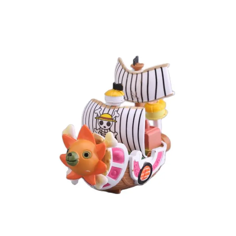 Anime One Piece Thousand Sunny Boats Rufy Zoro Nami Sanji Franky Brook Pvc Action Figure Decoration Model Pirate Ship Ornaments