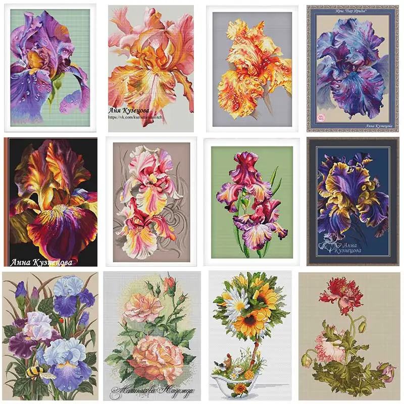 Luan Tail Flower Poppy Flower Pattern Cross Stich Ricamo Set Disegno Elettronico Cross Stich Ricamo