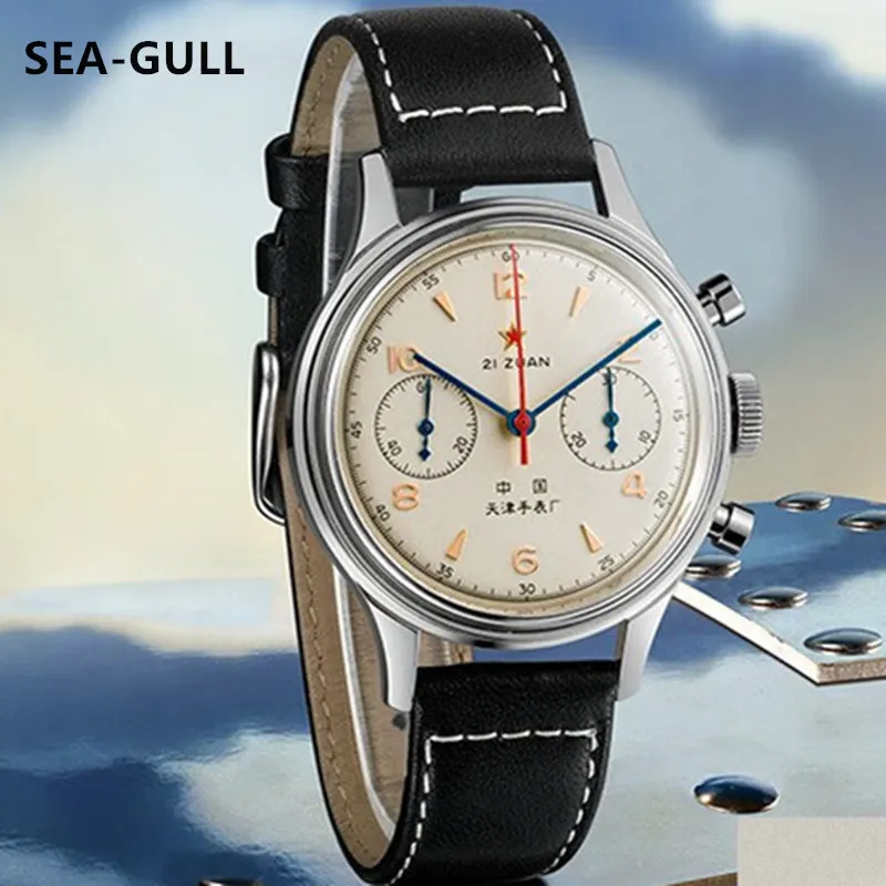 Seagull Original 1963 Pilot Chronograph Mechanical Stop Watch Men Top Brand Luxury Hand Wind Aviation Orologi Da Uomo Muslimah