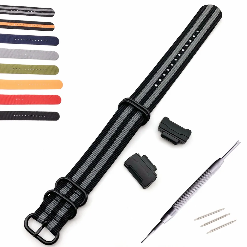Cinturino In Nylon Di Conversione Per G-Shock Dw-5600 Dw-6900 G-5700 Ga-100/110 Gdf-100 Gl-7200 Dw-9052 Gw-M5610 G-8900 Nero Chiusura
