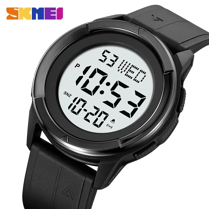 Skmei Mens Chrono Countdown Digital 5Bar Orologio Da Polso Impermeabile Montre Homme 2047 Led Light Display Orologi Sportivi Elettronici