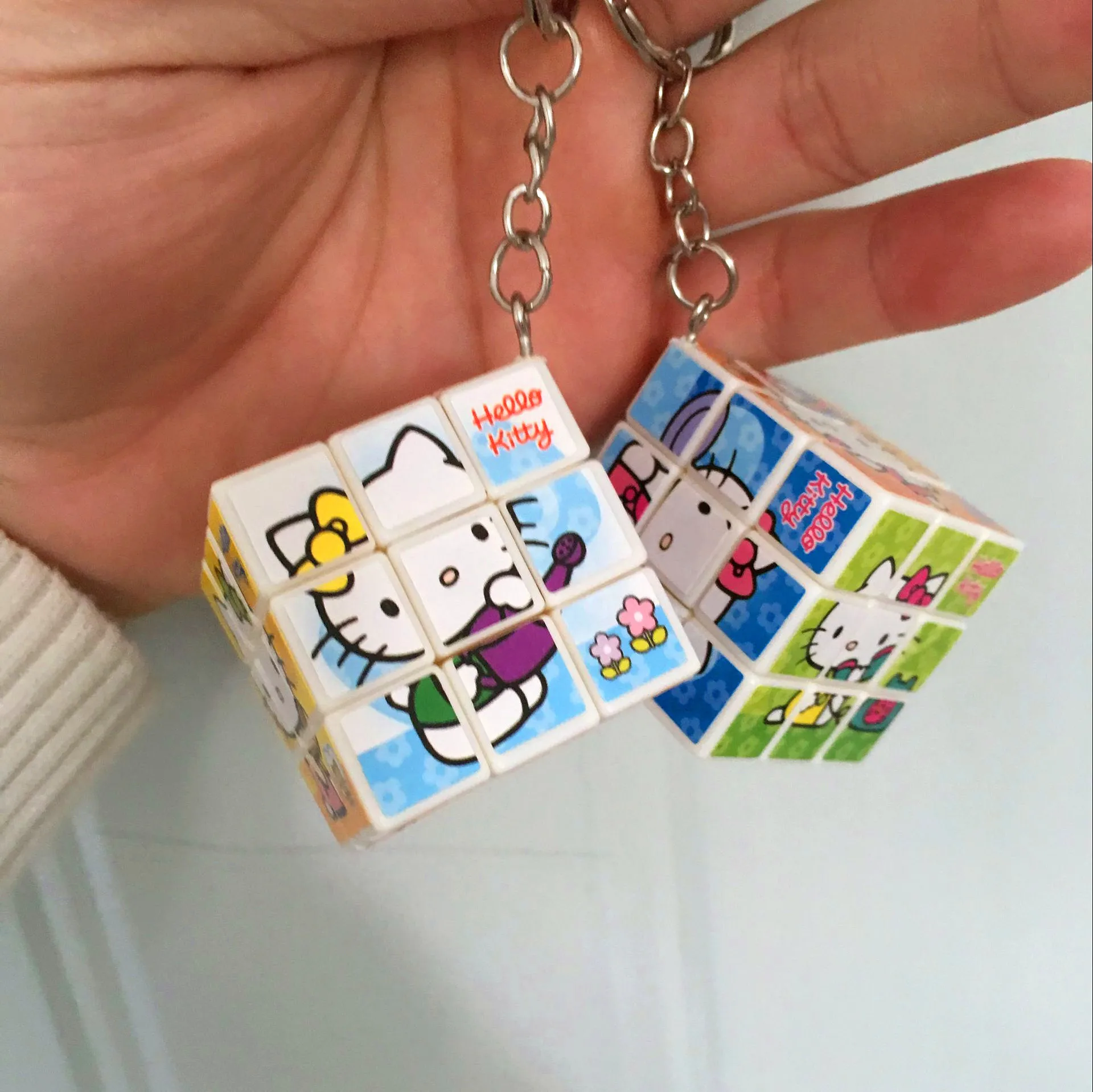 Anime Sanrio Portachiavi Hellokitty Kawaii Figure Cube Tornito Portachiavi Cartoon Eeveelution Blastoise Ciondolo Decorazione Giocattolo Regalo
