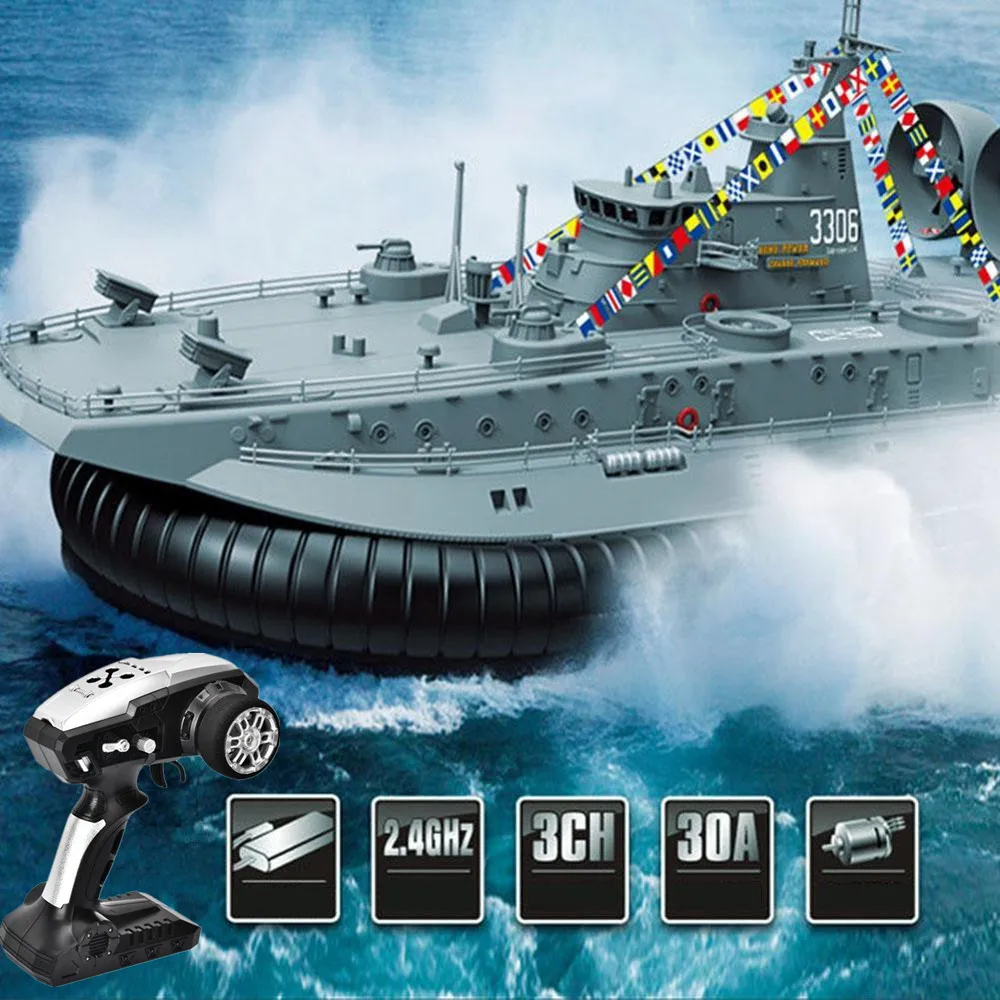 Brushless Motor Large Hovercraft Landing Boat Rc Boat 30A Brushless Esc 2.4G Anfibio Remote Control Boats Ship Hovercraft Toy