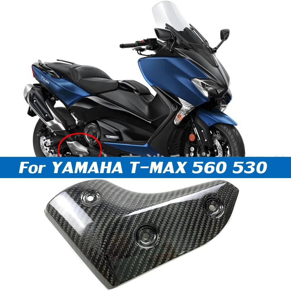 For Yamaha Tmax 530 Front Exhaust Pipe Guard Protector Cover Panel Fairing Real Carbon Fiber T-Max 560 Tmax560 Tmax530 2017-2021