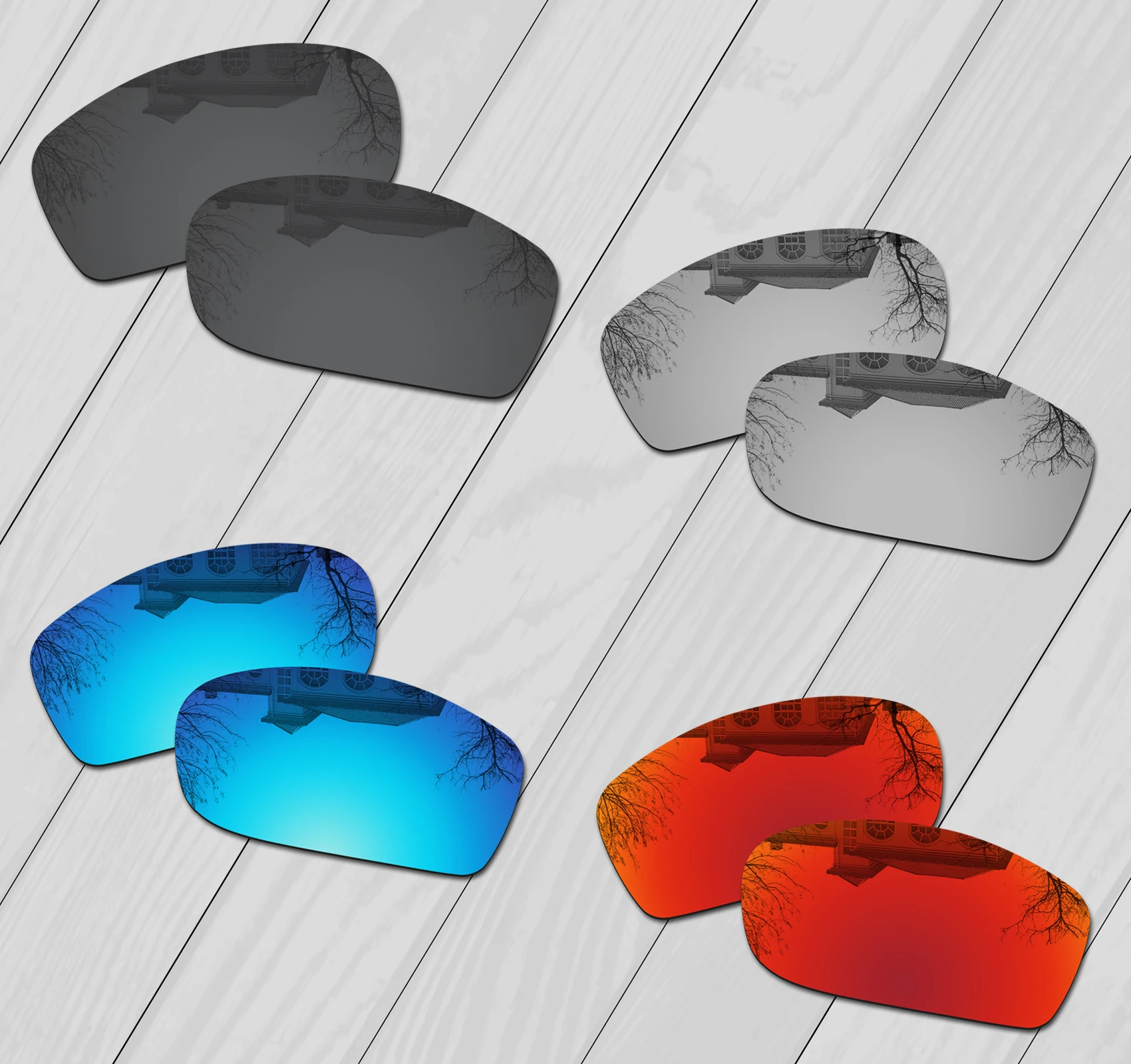 E.O.S 4 Pairs Black & Silver & Ice Blu & Rosso Fuoco Polarizzato Lenti Di Ricambio Per Oakley Splinter Occhiali Da Sole