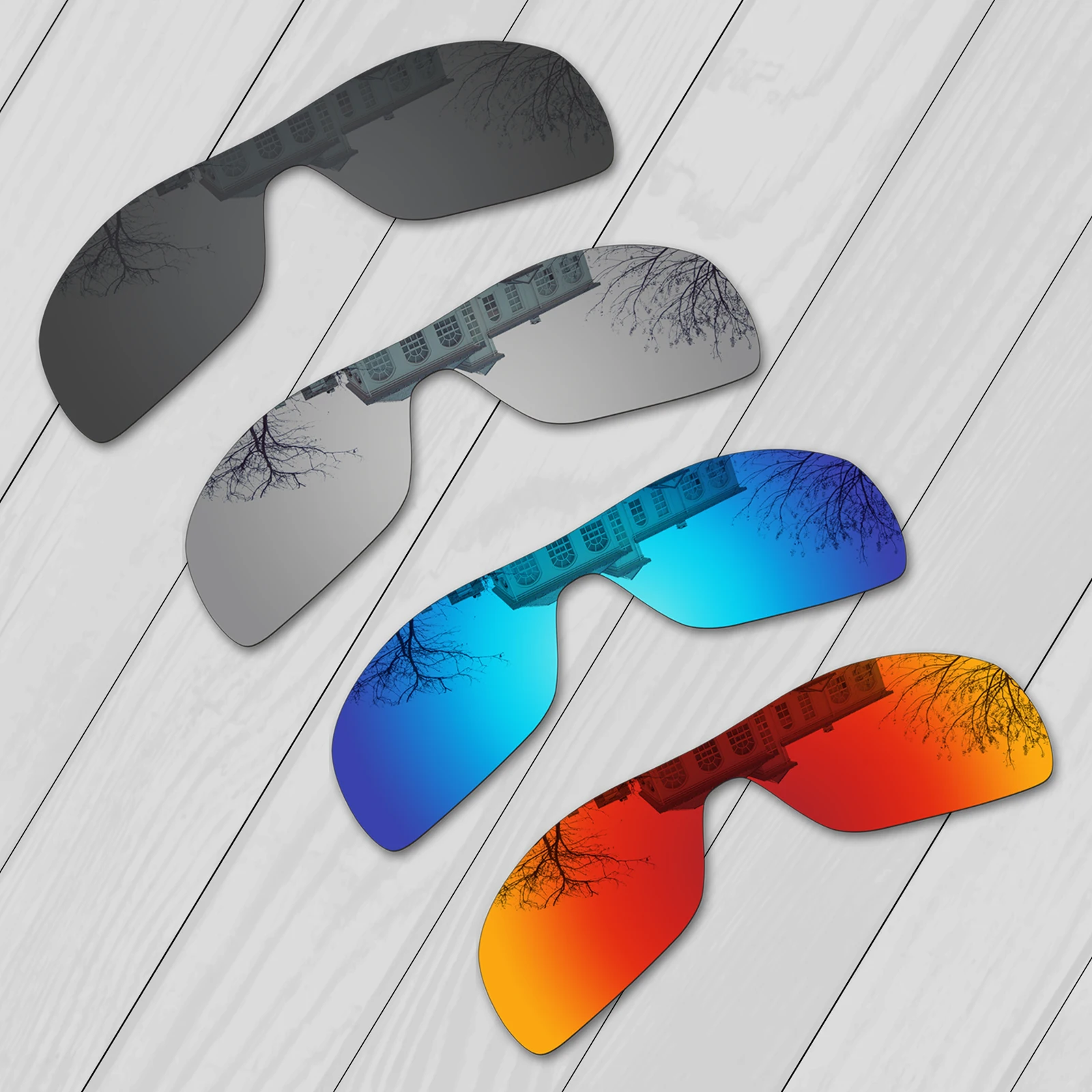 E.O.S 4 Pezzi Black & Silver & Ice Blu & Rosso Fuoco Polarizzato Lenti Di Ricambio Per Oakley Dart Occhiali Da Sole