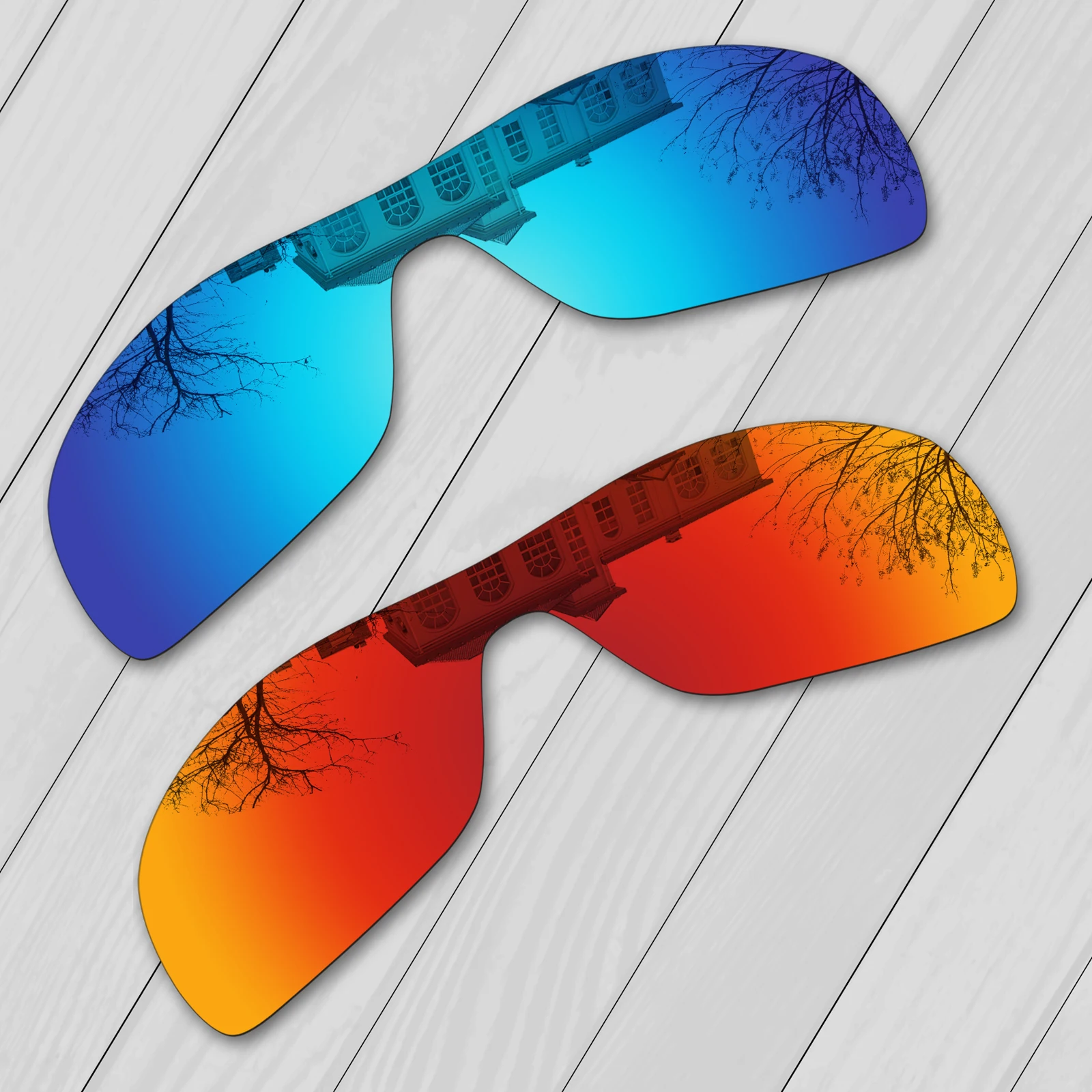 E.O.S 2 Pezzi Di Ghiaccio Blu E Rosso Fuoco Specchio Occhiali Da Sole Polarizzati Lenti Di Ricambio Per Oakley Dart Occhiali Da Sole