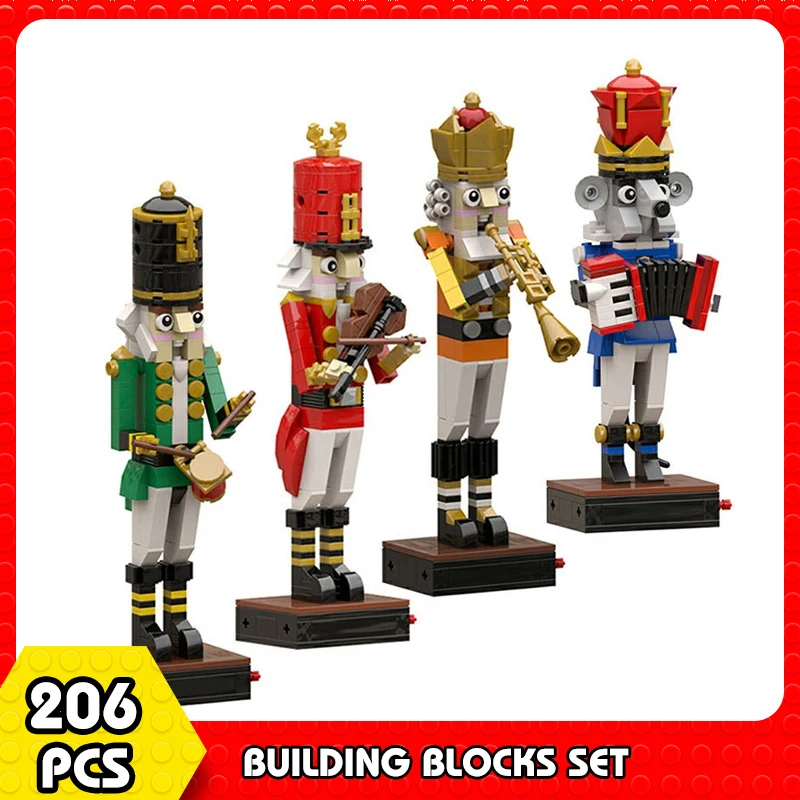 Moc Christmas Nutcrackers Anime Figures Brickheadz Building Block Kit King Trumpeter Soldato Batterista Mattoni Giocattolo Regali Di Natale