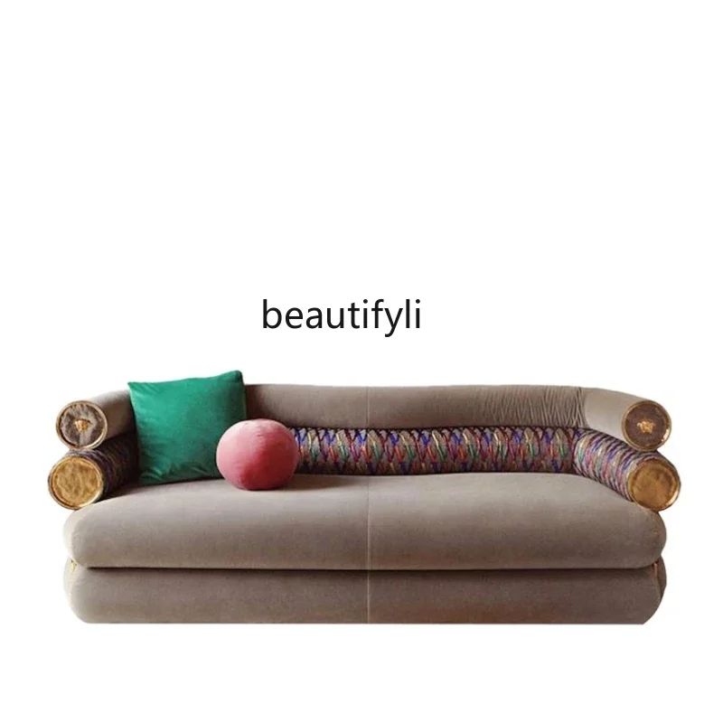 Divano In Pelle Minimalista Italiano Di Fascia Alta Villa Soggiorno Tessuto Craft Versace Color Art Sofa