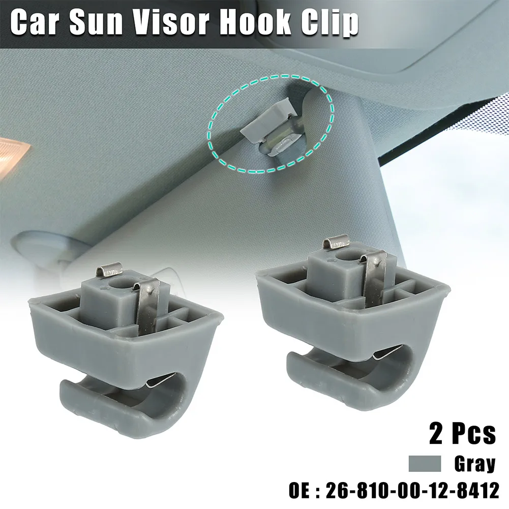 2 Pz Auto Parasole Clip Grigio Gancio Supporto Staffa 26-810-00-12-8412 26X26.5X37.6Mm Per Mercedes-Benz W123 W124