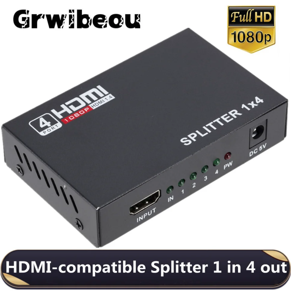 Splitter Compatibile Hdmi 1080P Hdcp 1 In 4 Out Amplificatore Di Segnale Hdmi 1X4 Adattatore Convertitore Hdmi Video Spliter Per Dvd Ps3 Xbox