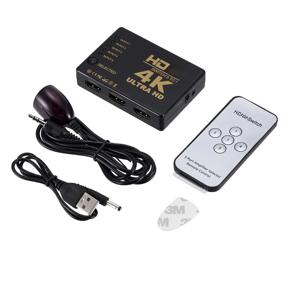 4K 2K 5X1 Hd Cable Splitter Hd 1080P Video Switcher Adapter 5 Input 1 Output Port Hd Hub Per Xbox Ps4 Dvd Hdtv Pc Laptop Tv