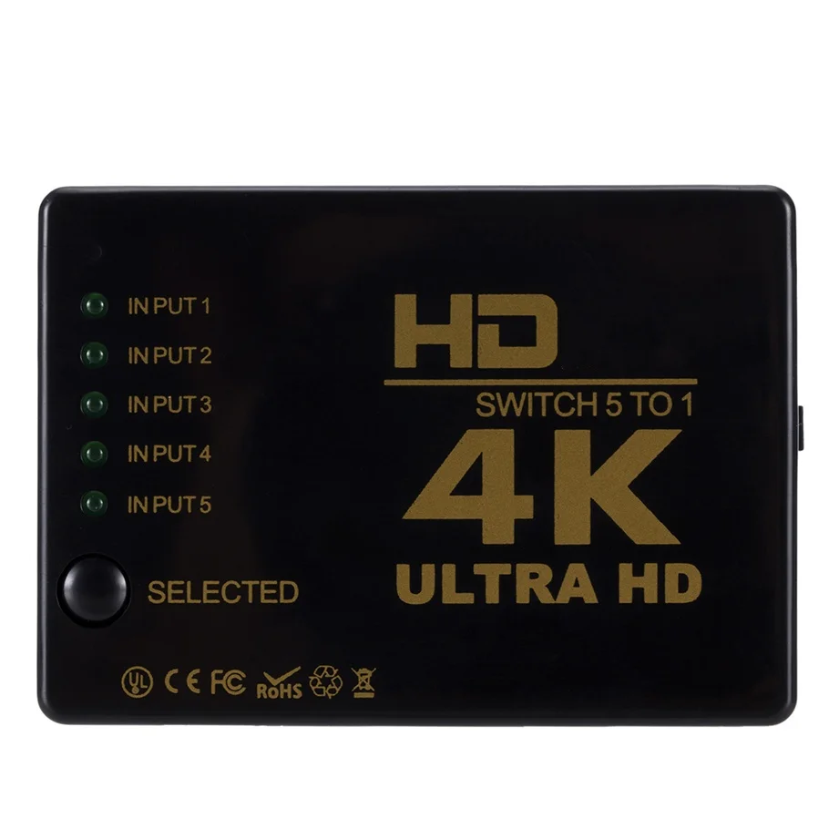 4K 2K 5X1 Hd Cable Splitter Hd 1080P Video Switcher Adapter 5 Input 1 Output Port Hd Hub Per Xbox Ps4 Dvd Hdtv Pc Laptop Tv
