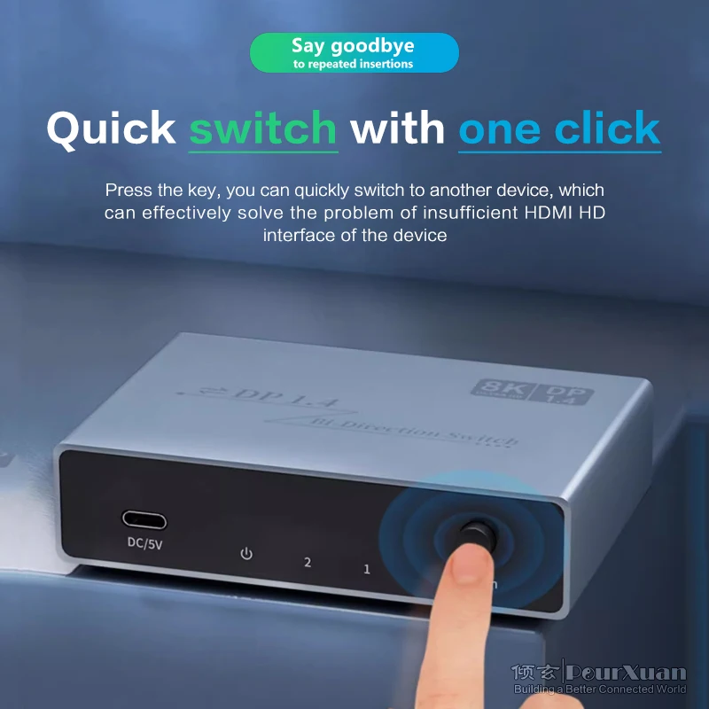 Dp Switcher Splitter Switch Da 2 A 1 8K 4K 3D Bi Direction Per Xiaomi Box Videogioco Dp Cable Display Port Switcher Converter Hub