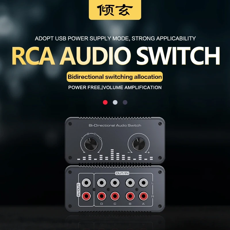 2 Rca Switch Audio Audio Switcher A 2 Vie Da 2 4 A 1 Aux 3.5Mm Audio Jack Switch 2 3 4 In 1 Out Extension Speaker Swticher Adapter