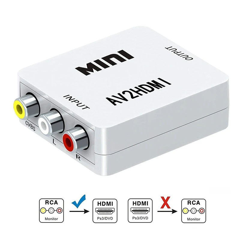 Composito Rca Cvbs Av A Hdmi Video Converter Hd 1080P Av2Hdmi Box Adattatore Per La Tv Ps3 Ps4 Del Computer Dvd Xbox Proiettore