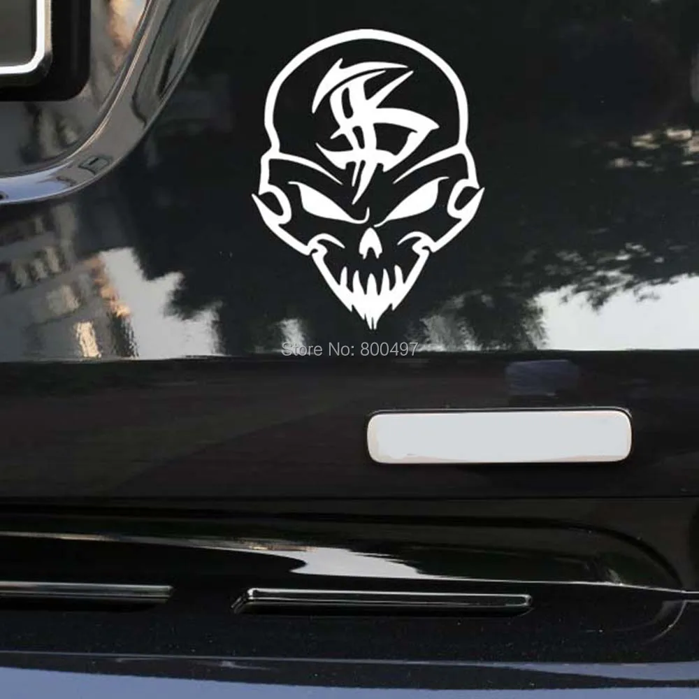 Funny Skull Car Stickers Ghost Rider Decoration Decal Per Toyota Renault Chevrolet Volkswagen Tesla Opel Hyundai Kia Lada