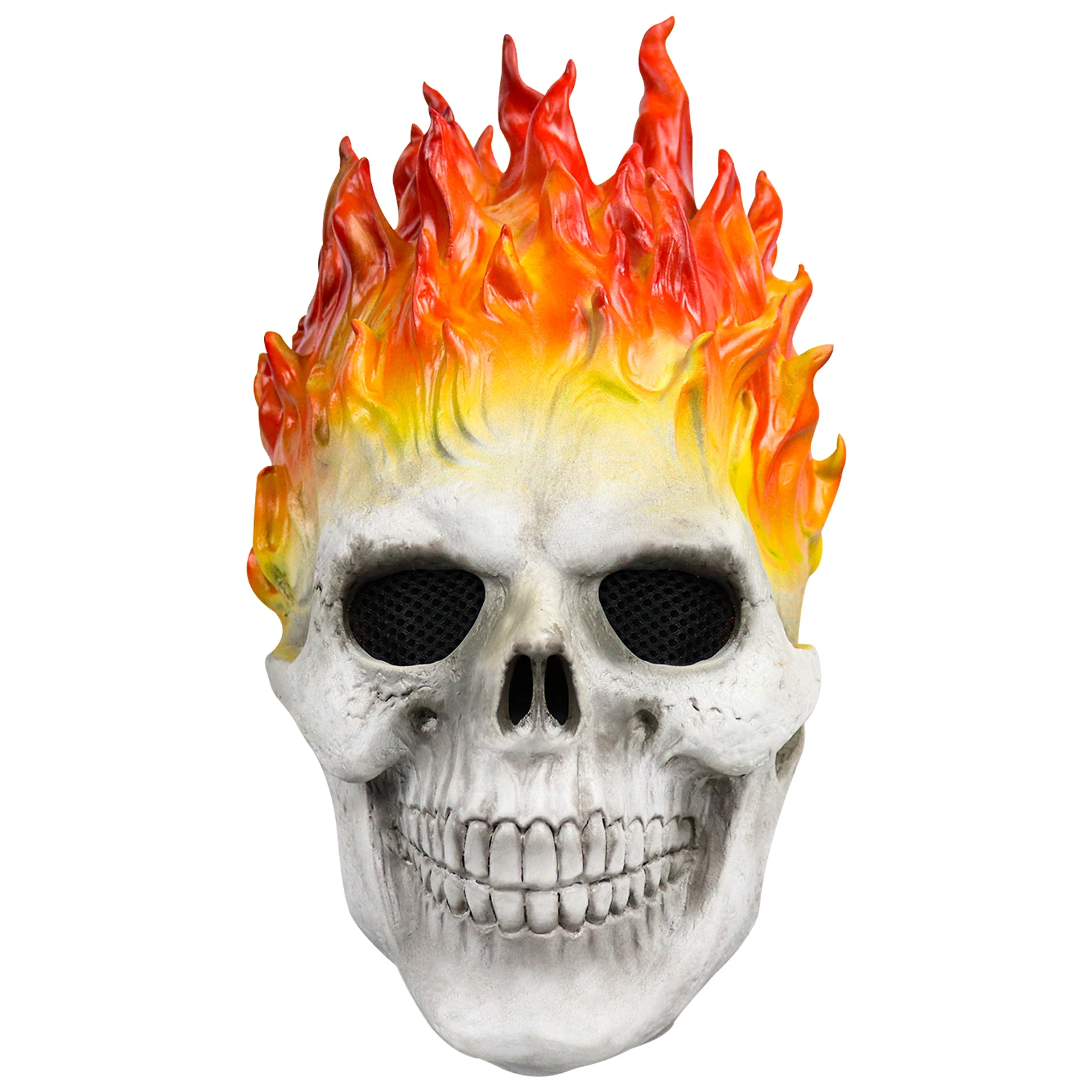 Flame Skull Mask Horror Movie Role Cosplay Ghost Rider Full Face Copricapo In Lattice Scheletro Demon Helmet Halloween Masquerade Party