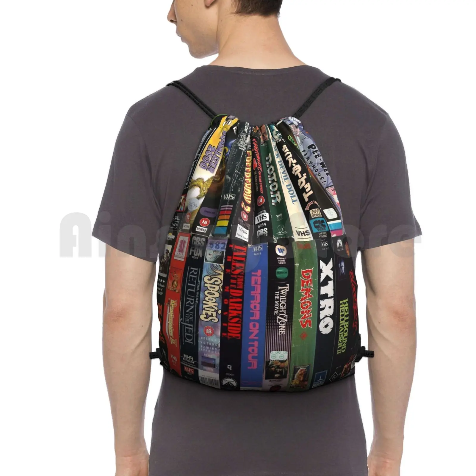 Vhs Collection Zaino Borsa Con Coulisse Riding Climbing Gym Bag Vhs Vcr 80S 90S Retro Film Film Cinema