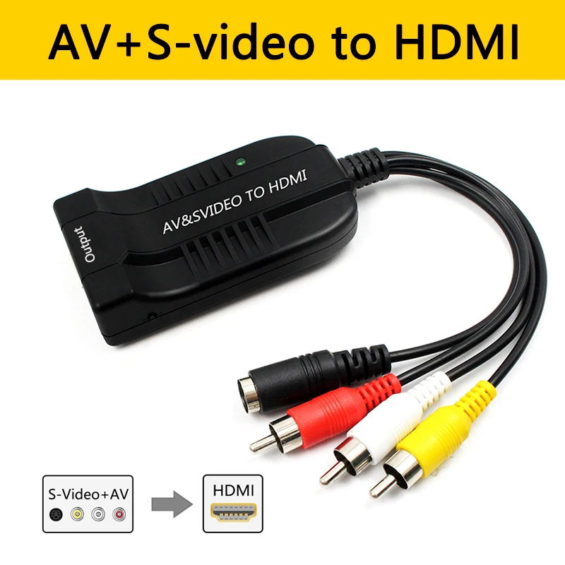 Maschio Cvbs Av E Femminile S-Video A Hdmi 1080P Audio Converter Adattatore Per Hdtv Tv Vhs Swither Vcr Dvd Recorder
