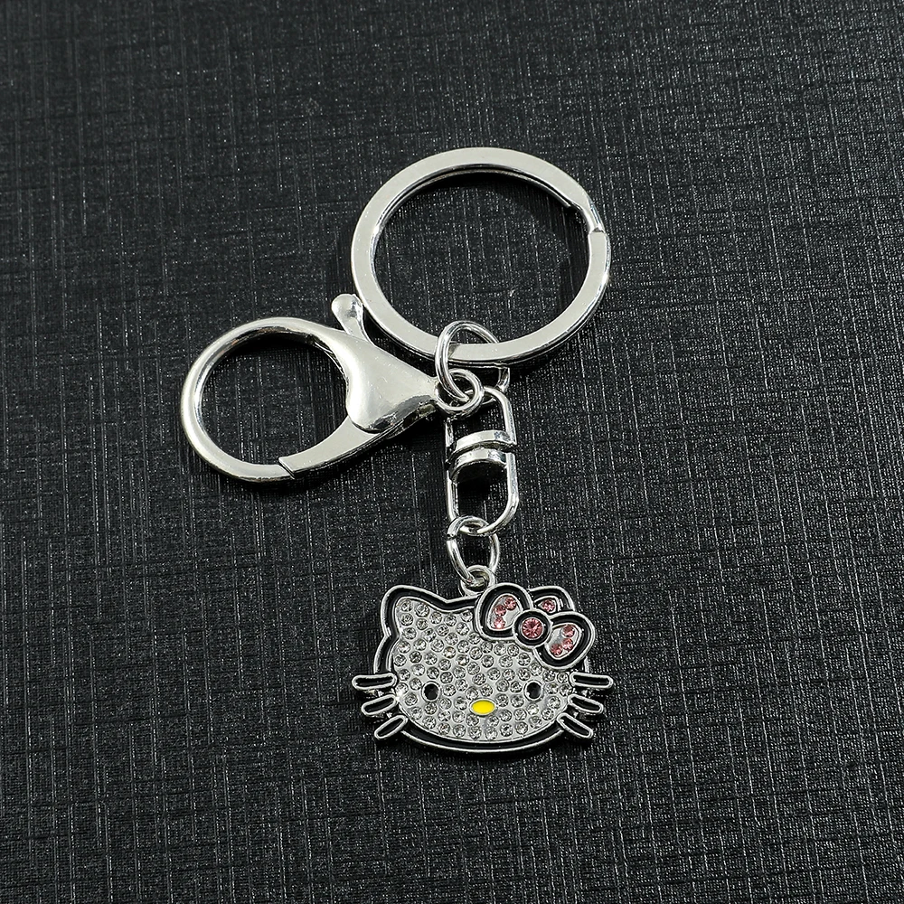 Sanrio Hello Kitty Cartoon Portachiavi Cute Kt Cat Sparkling Diamond Portachiavi Ragazze Zaino Ciondolo Accessori Per Gioielli Regali