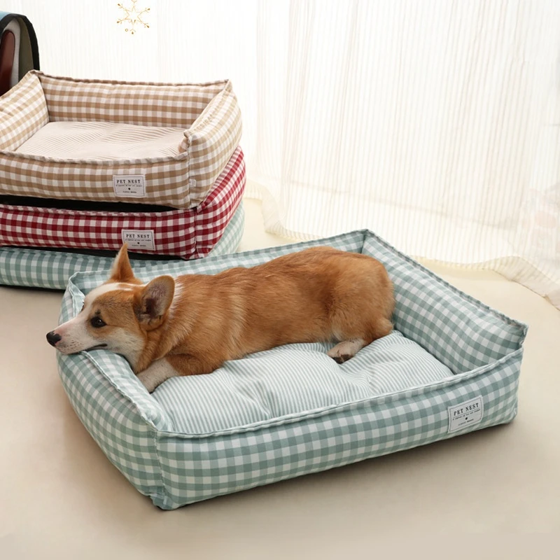 Letto Per Cane Gatto Pet Square Lattice Kennel Medium Small Dog Sofa Bed Cushion Pet Calming Dog Bed House Pet Supplies Accessori