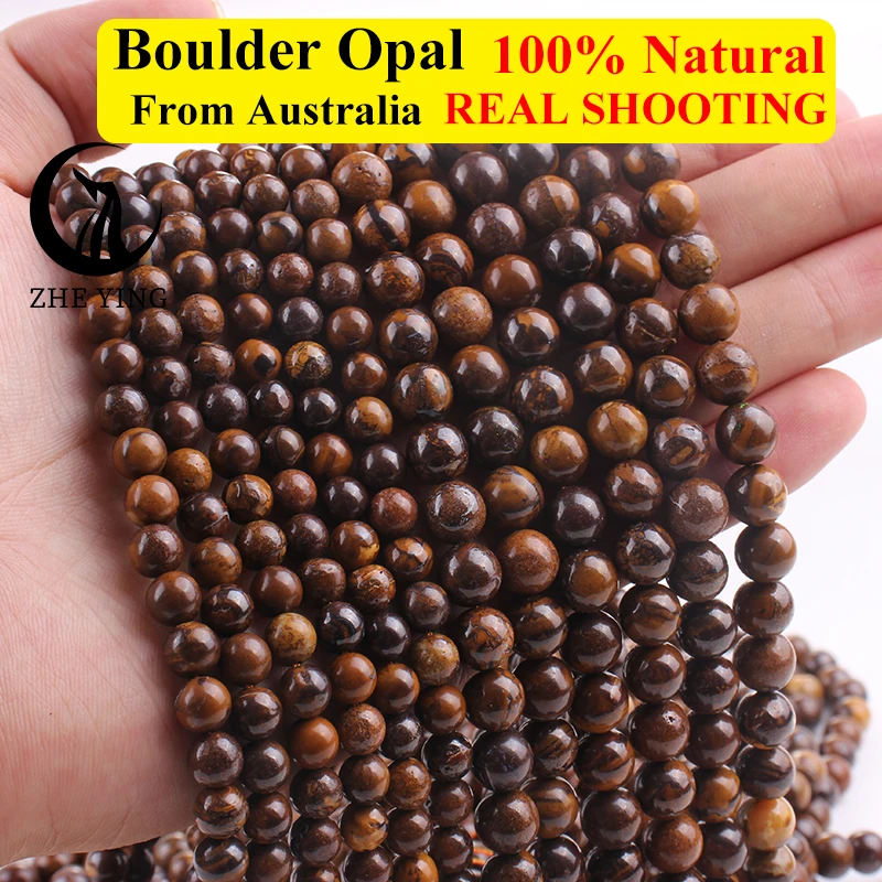 Zhe Ying New Boulder Opal Beads Round Smooth Healing Energy Stone Beads Per Gioielli Che Fanno Accessori Per Bracciali Fai Da Te 15''