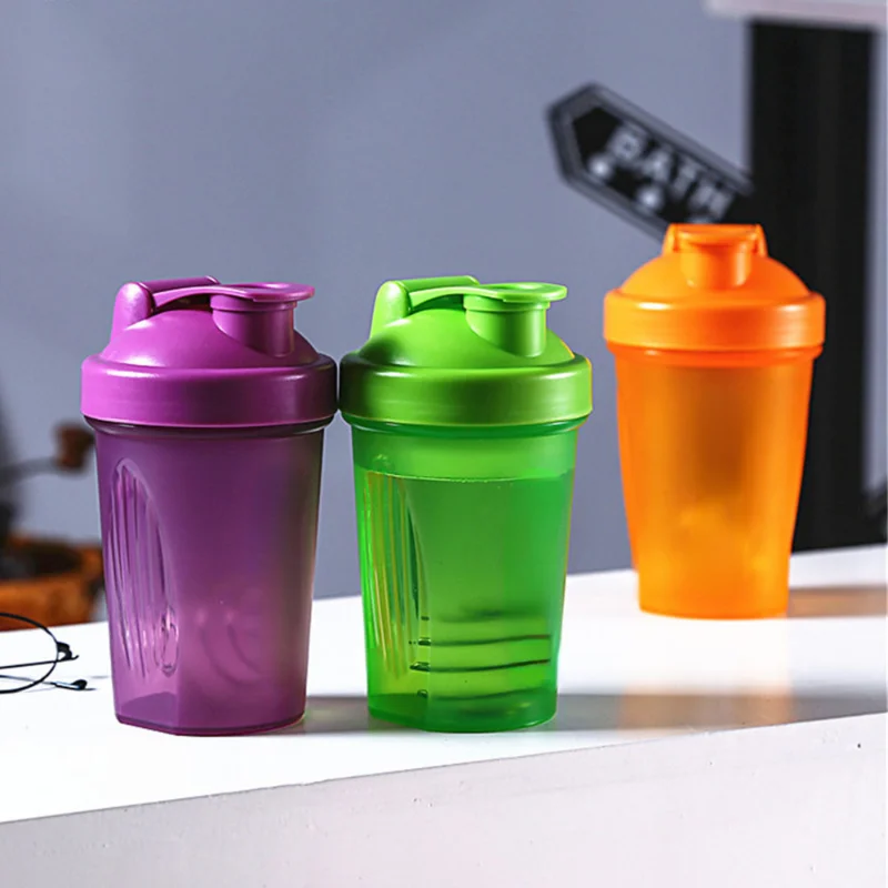 Sport Shaker Bottle Whey Protein Powder Mixing Fitness Gym Shaker Outdoor Portable Plastic Drink Bottle Cleaver 400Ml