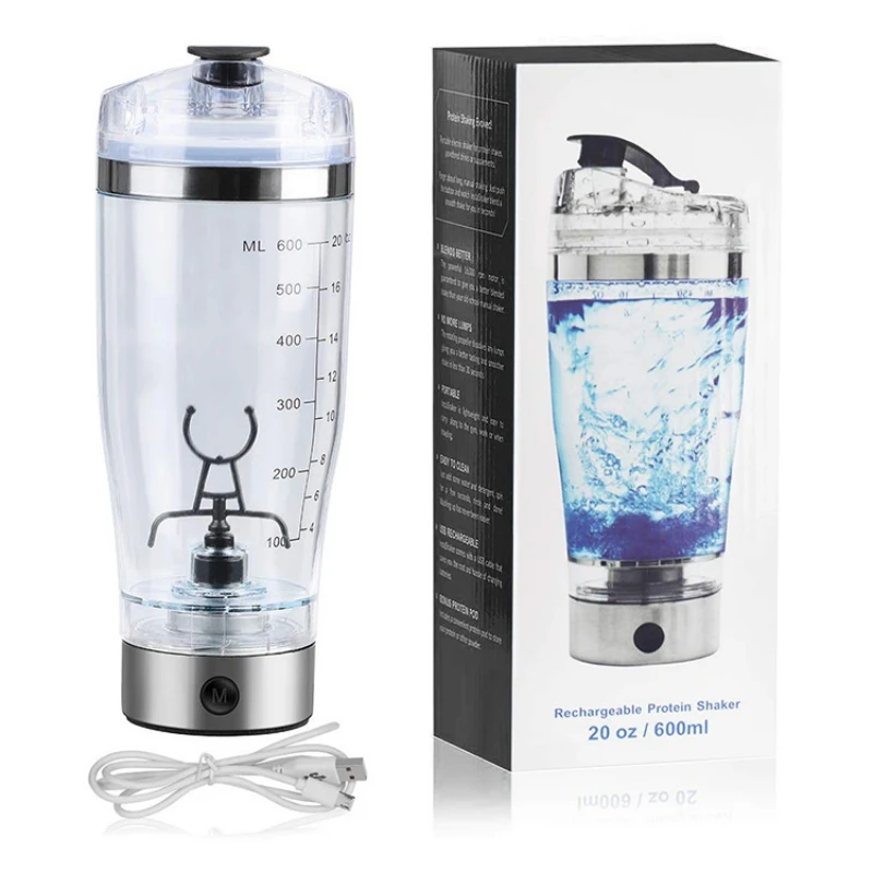 Agitatore Elettrico Per Frullato Proteico Da 600Ml Bottiglia Per Frullato Usb Frullatore Per Caffè Al Latte Bollitore Per Sport E Fitness Ricarica Sha