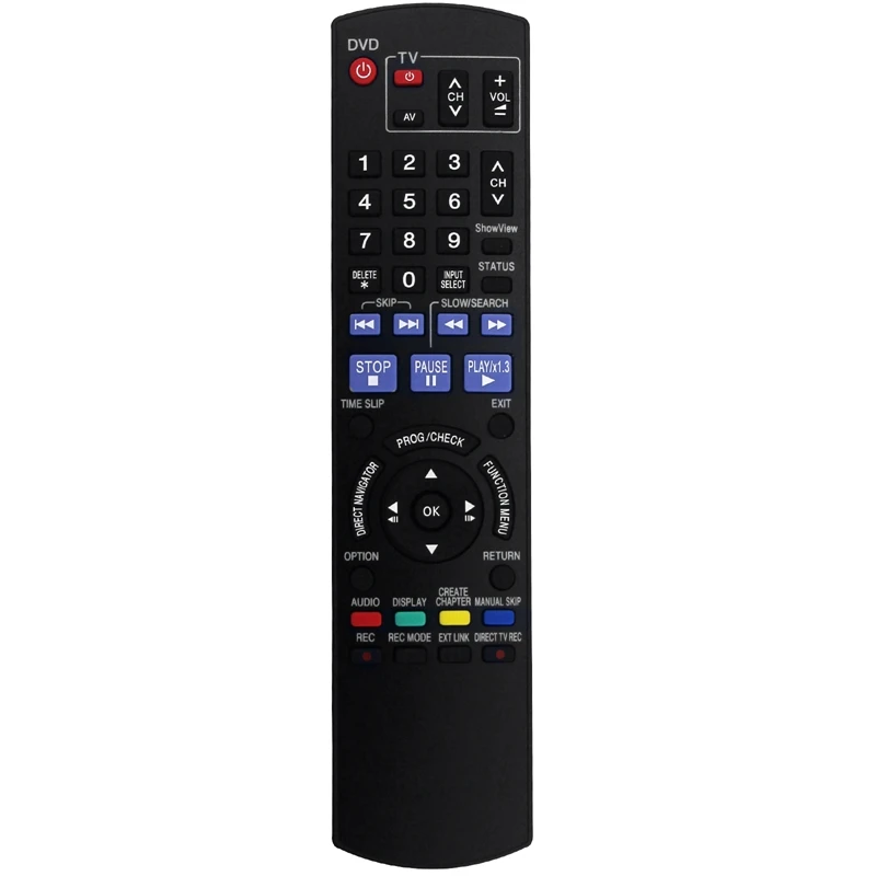 1 Pezzo Sostituire Il Telecomando In Plastica Nera Per Panasonic Dvd Recorder Showview Dmr-Ex85 / Dmr-Ex87 / Dmr-Ex8