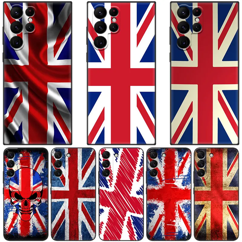 Inghilterra Uk Flag Emblem Custodia Per Telefono Per Samsung Galaxy S23 S22 S21 Ultra S20 Fe 5G S10E S10 Lite S9 S8 Plus S7 Edge Cover Nera
