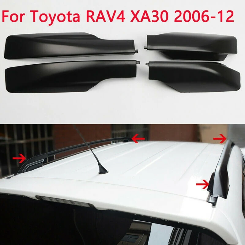 4 Pz/Set Black Roof Rack Rails End Cap Copertura Di Protezione Shell Per Toyota Rav4 Xa30 2006-2012 Ricambi Auto
