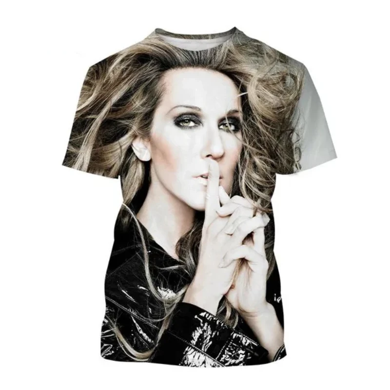 Fashion Pop Singer Celine Dion3D Print T-Shirt Estate Nuovi Uomini Abbigliamento Hip Hop Harajuku Street T-Shirt Oversize Unisex Top